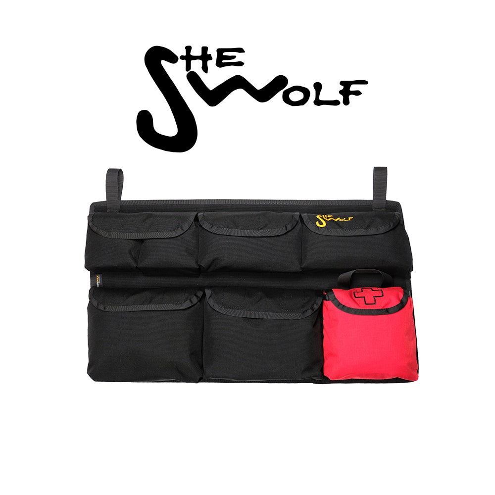 Side window organizer for Jeep Wrangler JLU with first aid kit or replaceable tear-off bag